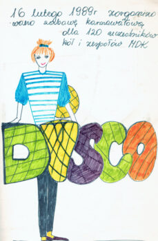 Karta z Kroniki PMDK z rysunkiem dziewczynki i napisem DISCO